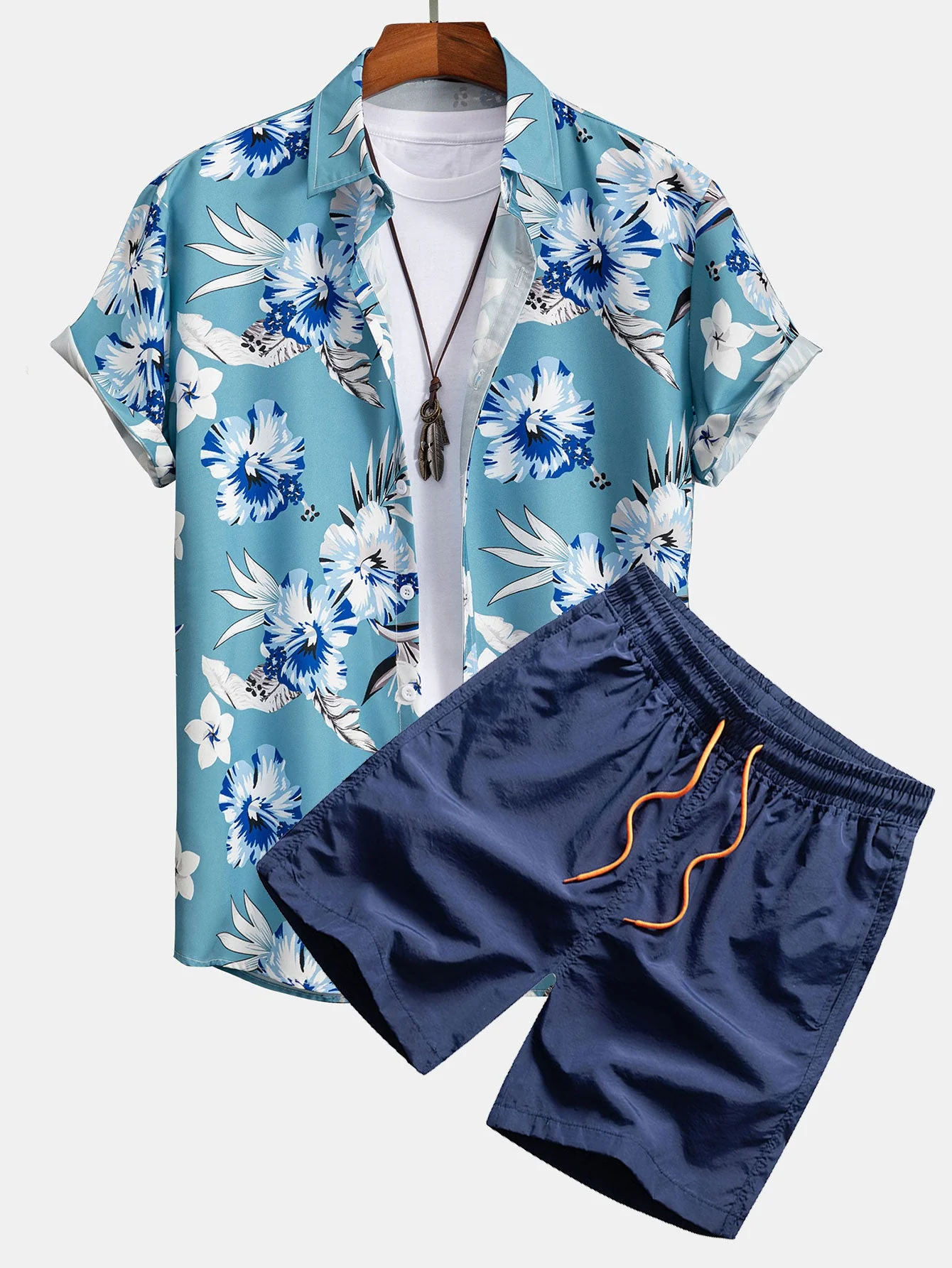 Sheldon® | Tropical Floral Print Button Up Shirt & Swim Shorts - Image 2