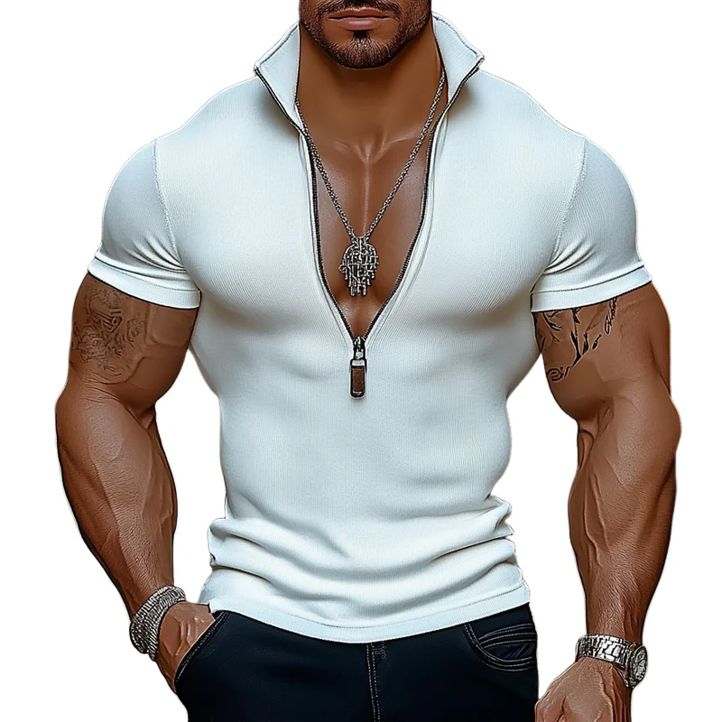 Sheldon | Men'S Solid Stretch Lapel Short Sleeve Polo Shirt