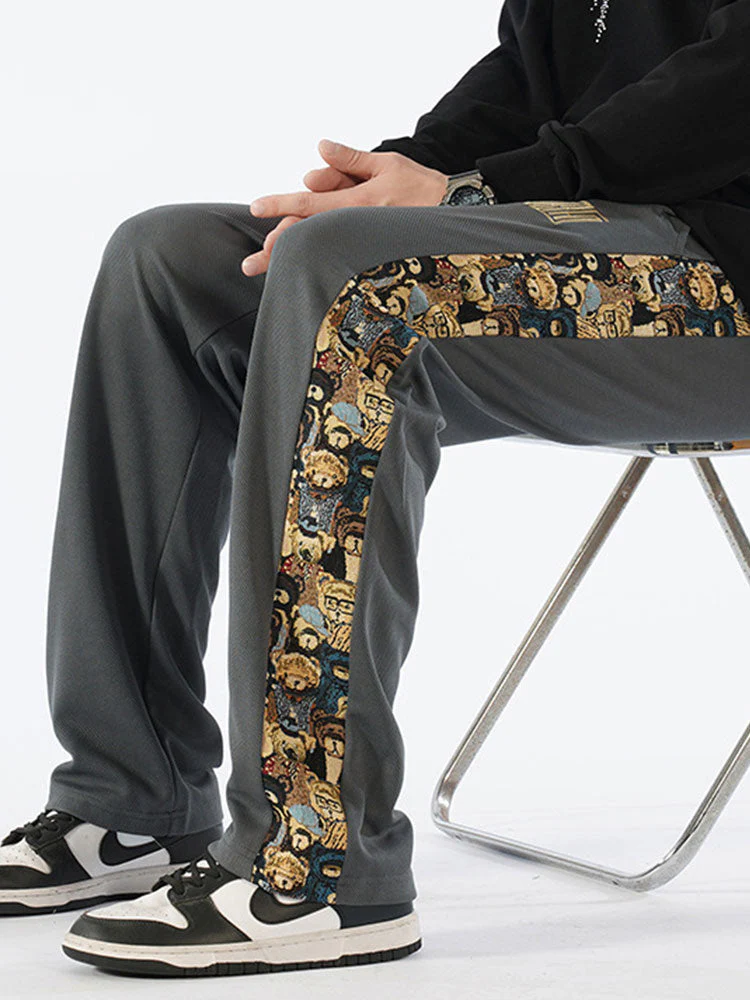 Silvestre® | Bear Print Patchwork Straight Leg Pants - Image 12