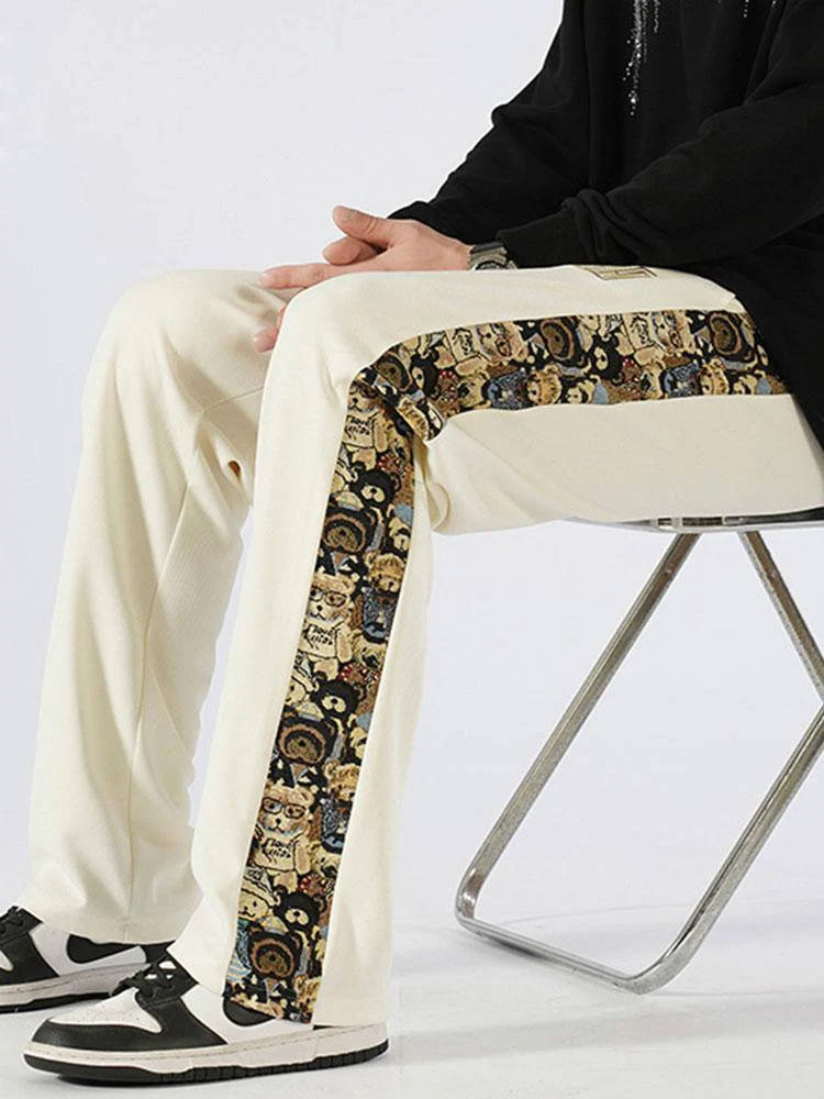 Silvestre® | Bear Print Patchwork Straight Leg Pants - Image 9