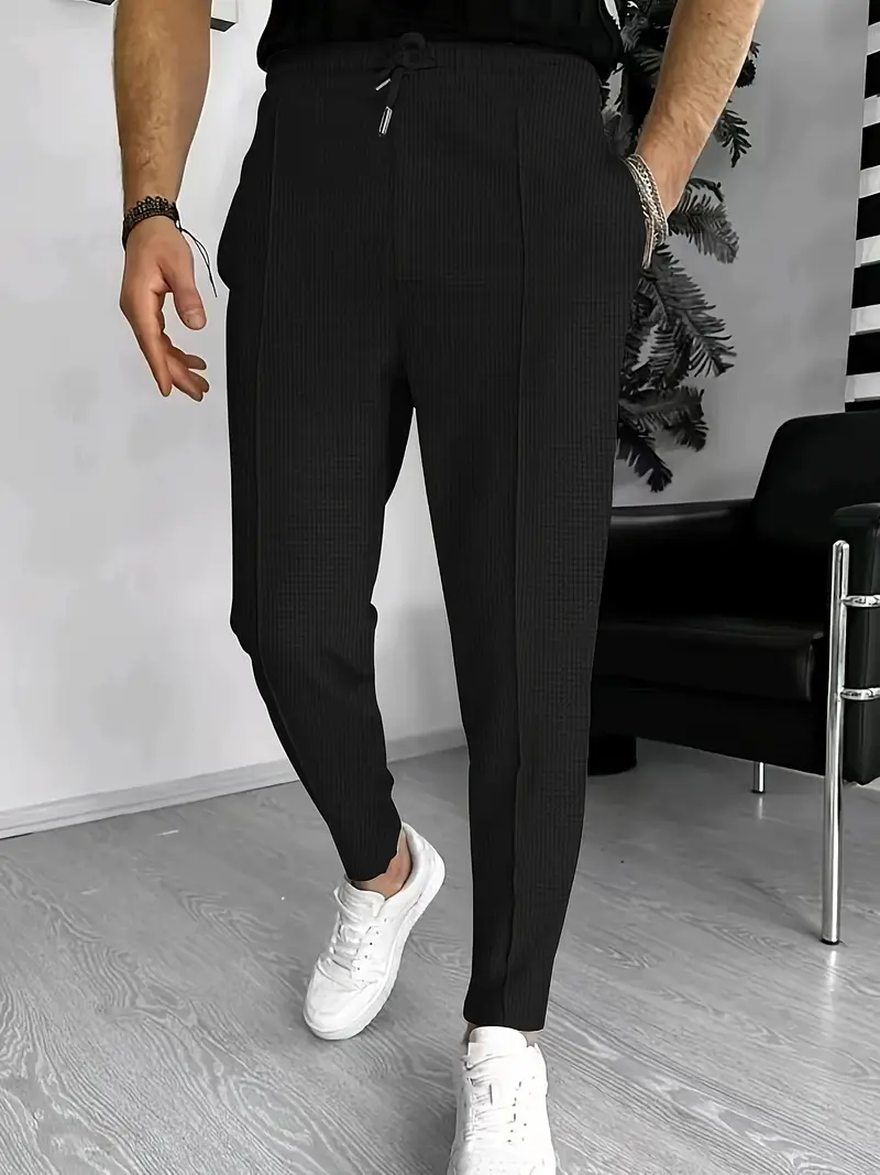 Silvestre® | Waffle Pattern Drawstring Jogging Pants For Men - Image 5