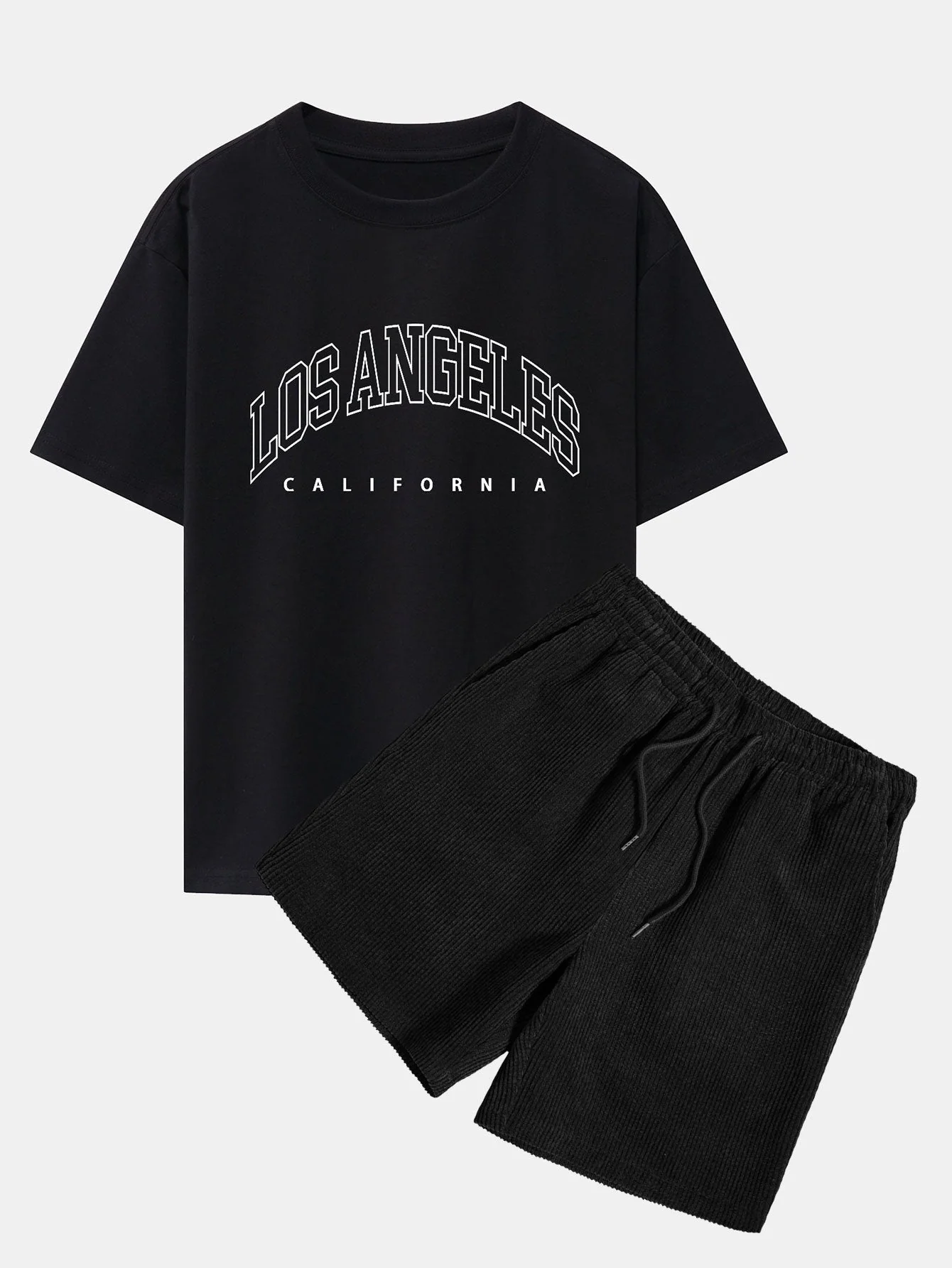 Sofonías® | Letter Print Drop Shoulder Oversize T-Shirt & Corduroy Shorts