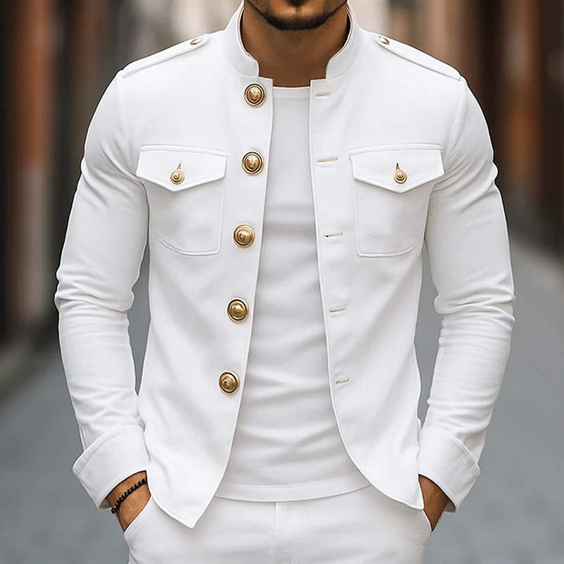 Sterling | Men's Vintage Casual Stand Collar Button Jacket - Image 4