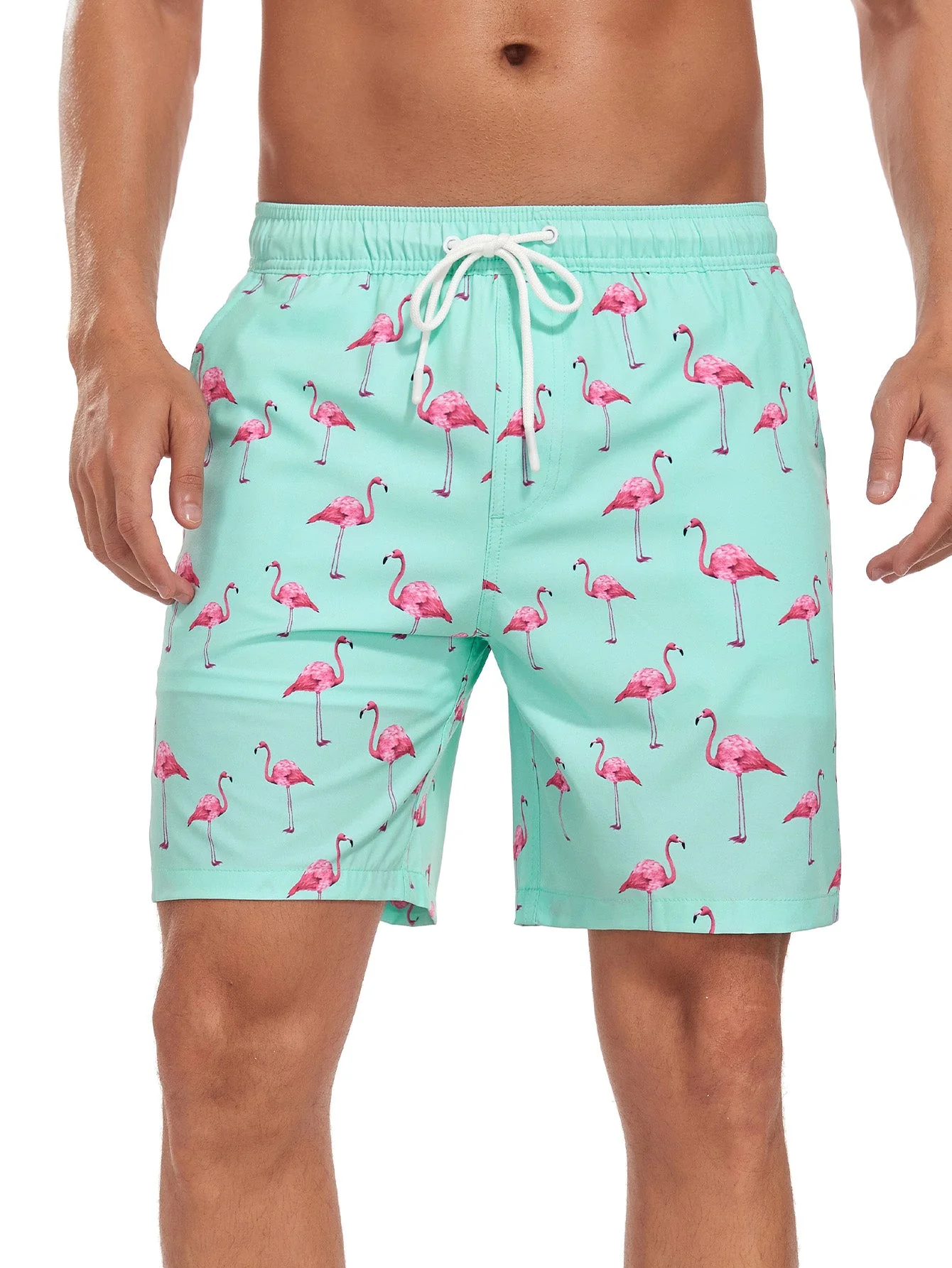 Tanner® | Flamingo Print Pocket Drawstring Swim Shorts - Image 2