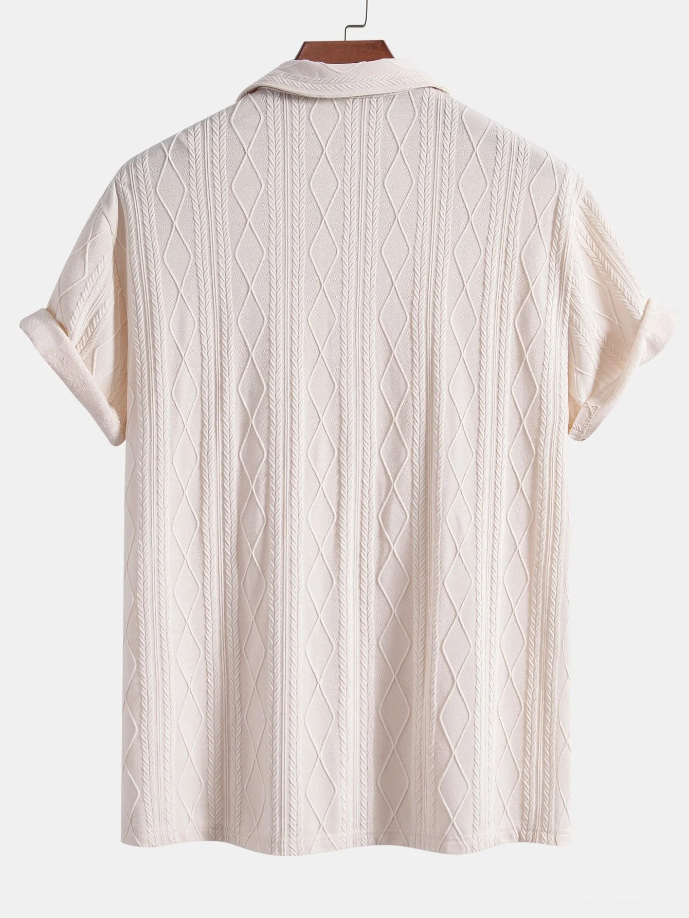 Terrence® | Knitted Geometric Rhombus Jacquard Cuban Shirt - Image 4