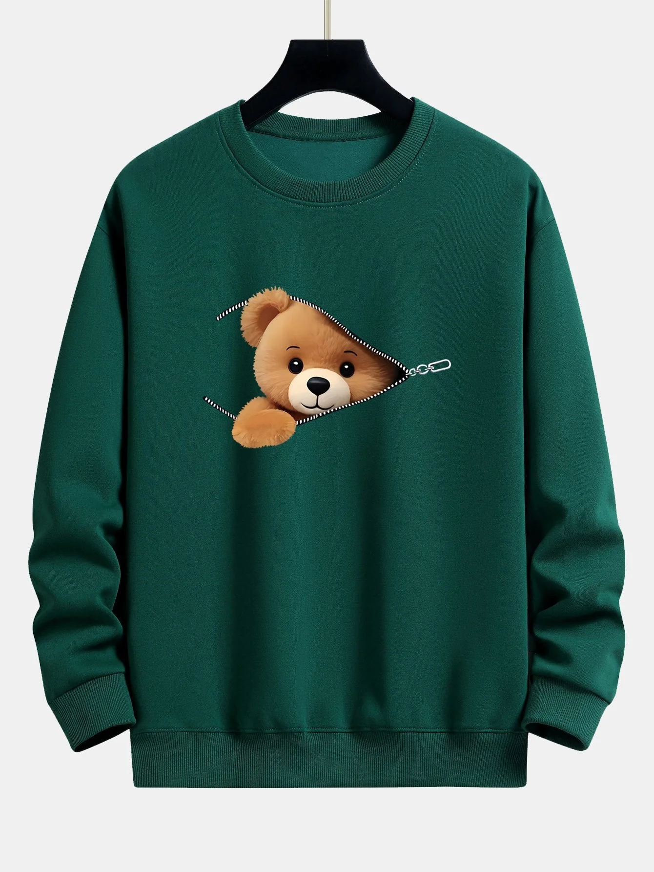 Theodore® | Zipper Bear Print Relax Fit Sweatshirt - Image 9