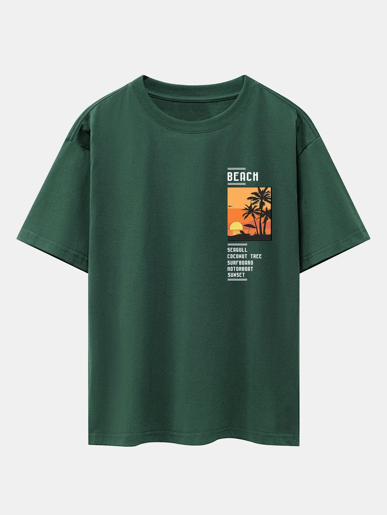 Tobías® | Beach Scenery Slogan Print Drop Shoulder Oversize T-Shirt