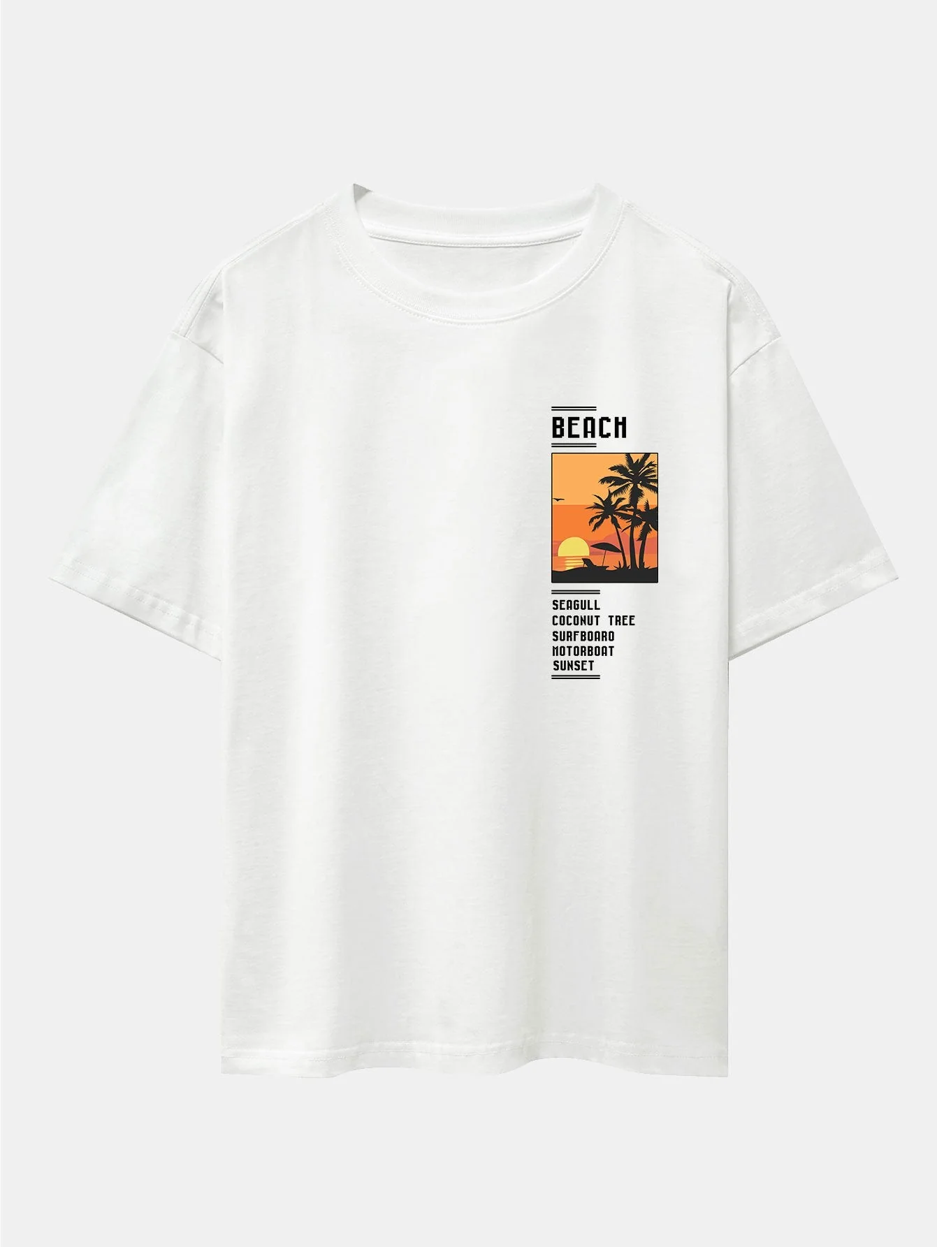 Tobías® | Beach Scenery Slogan Print Drop Shoulder Oversize T-Shirt - Image 4