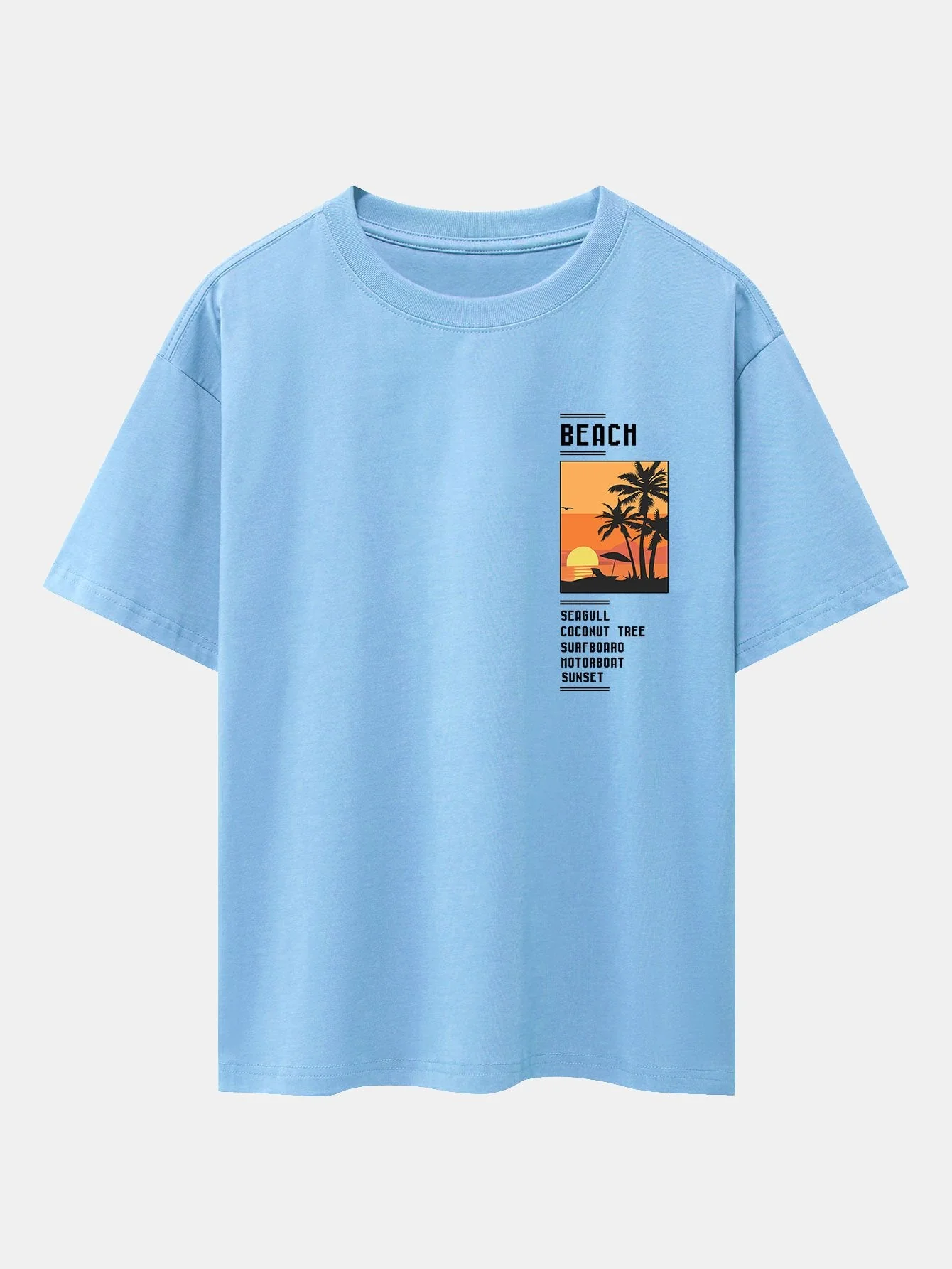Tobías® | Beach Scenery Slogan Print Drop Shoulder Oversize T-Shirt - Image 6