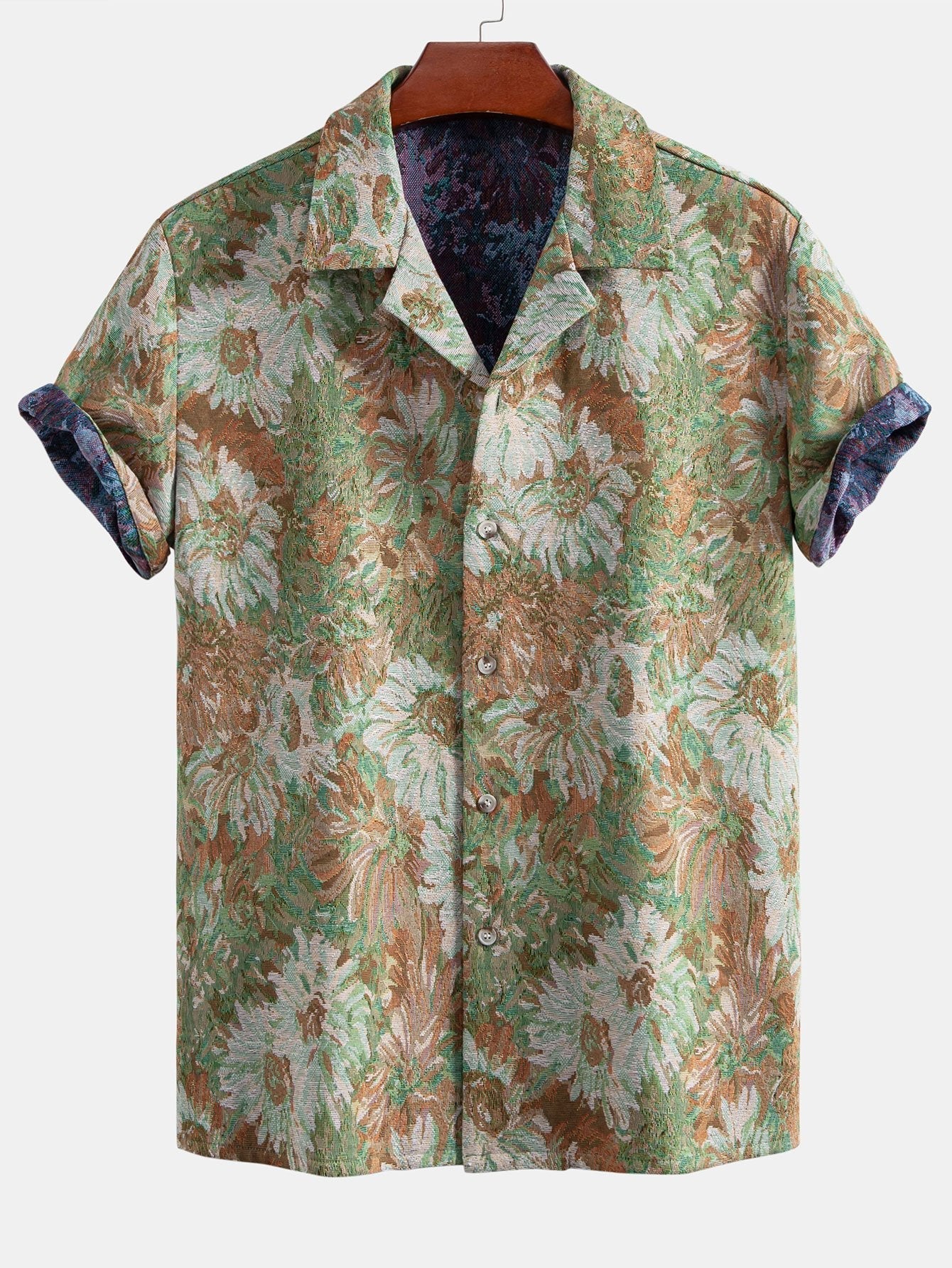 Tobías® | Painted Floral Jacquard Cuban Shirt - Image 3