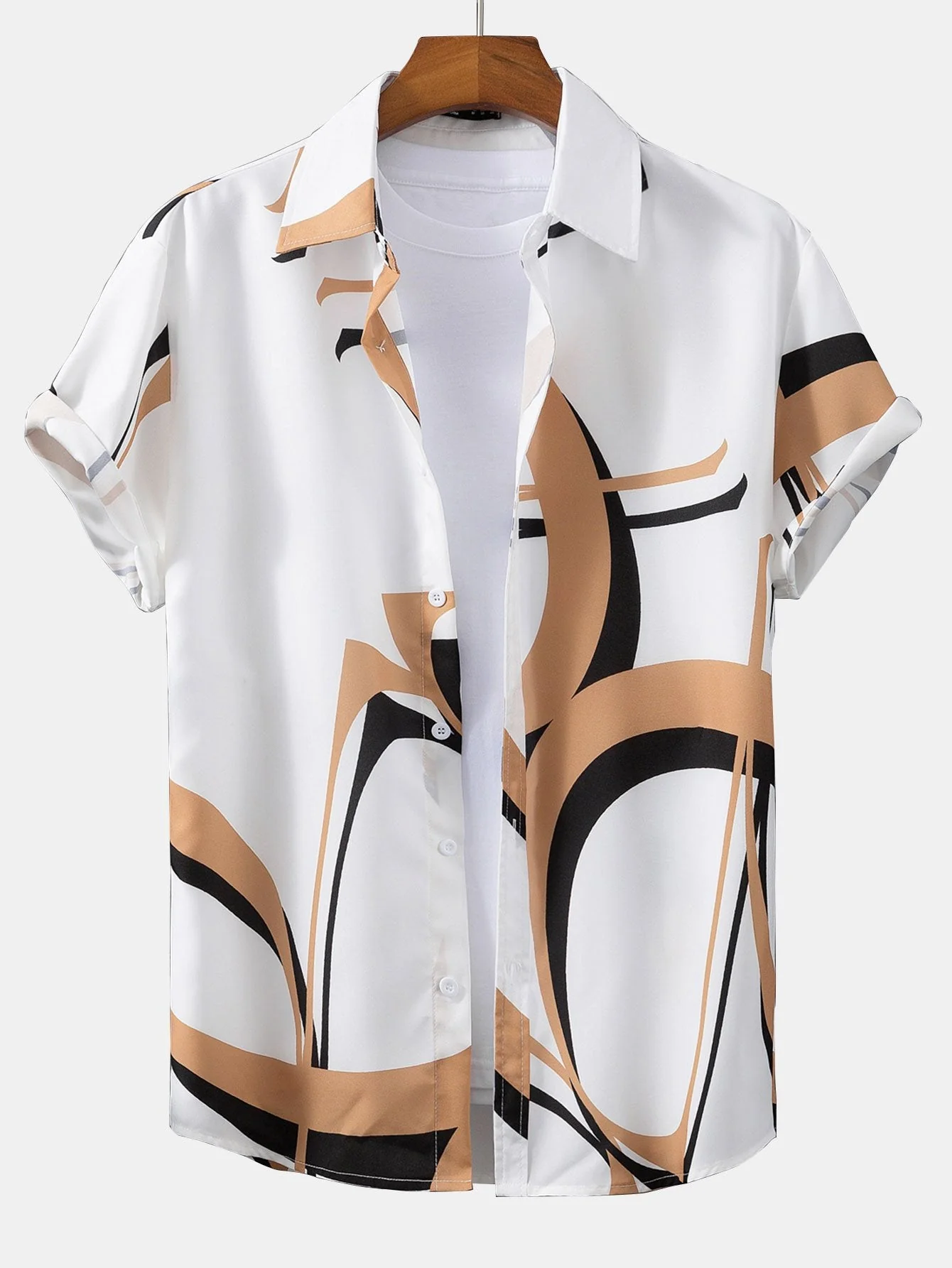 Tom® | Abstract Print Button Up Shirt #Random Pattern Design#