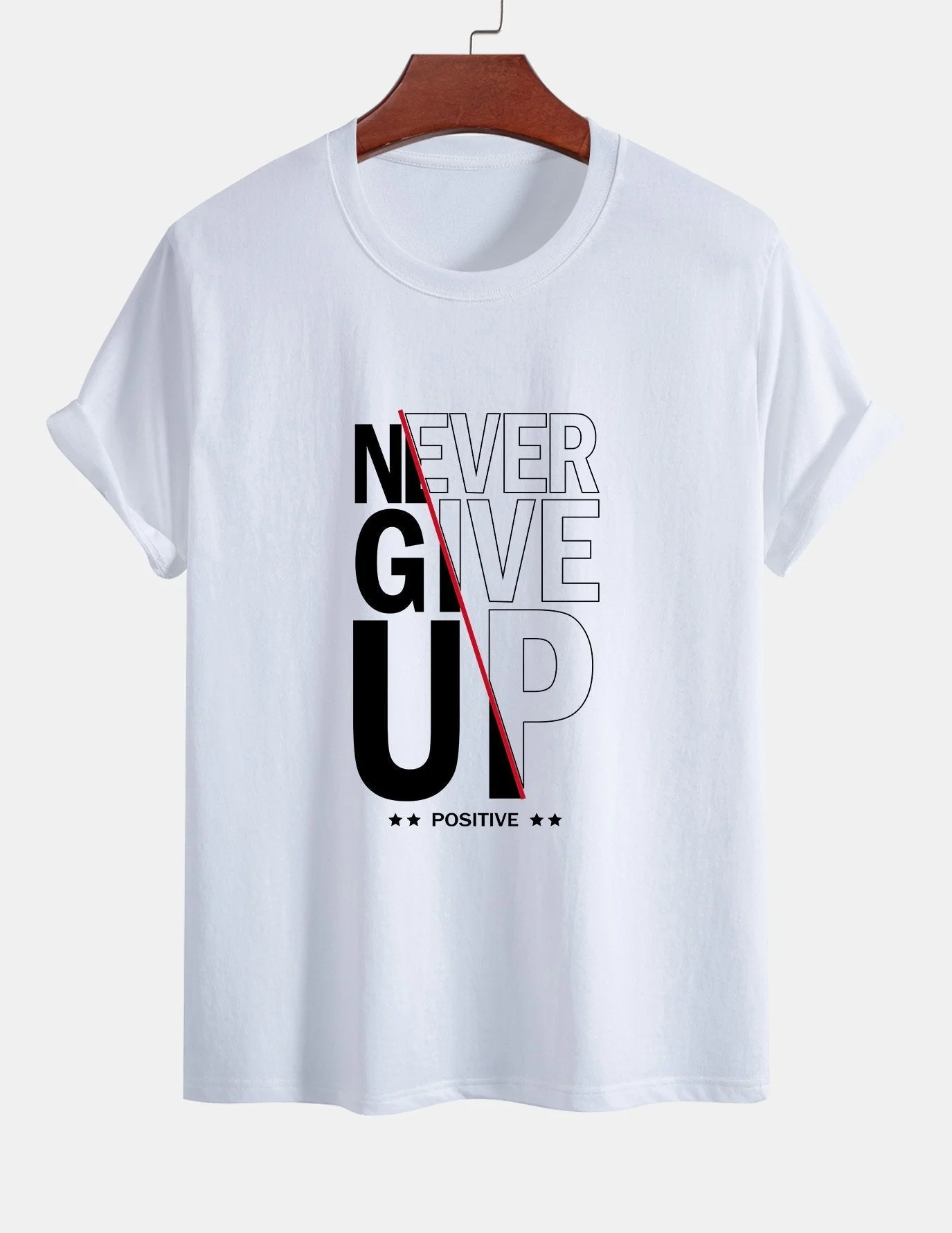 Trasímaco® | Never Give Up Print Cotton T-Shirt