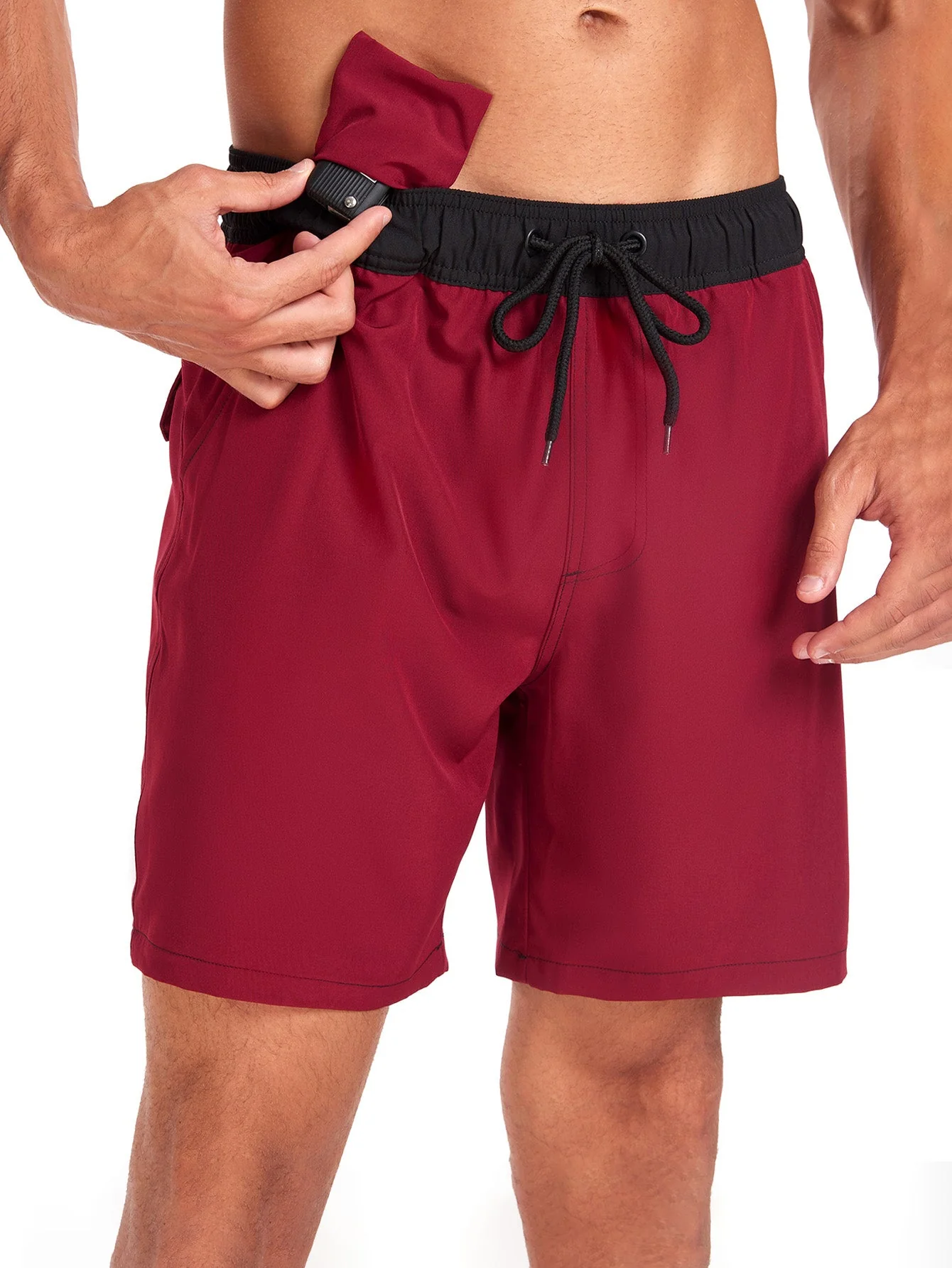 Ulises® | 2 In 1 Solid Color Drawstring Swim Shorts With Pocket - Image 13