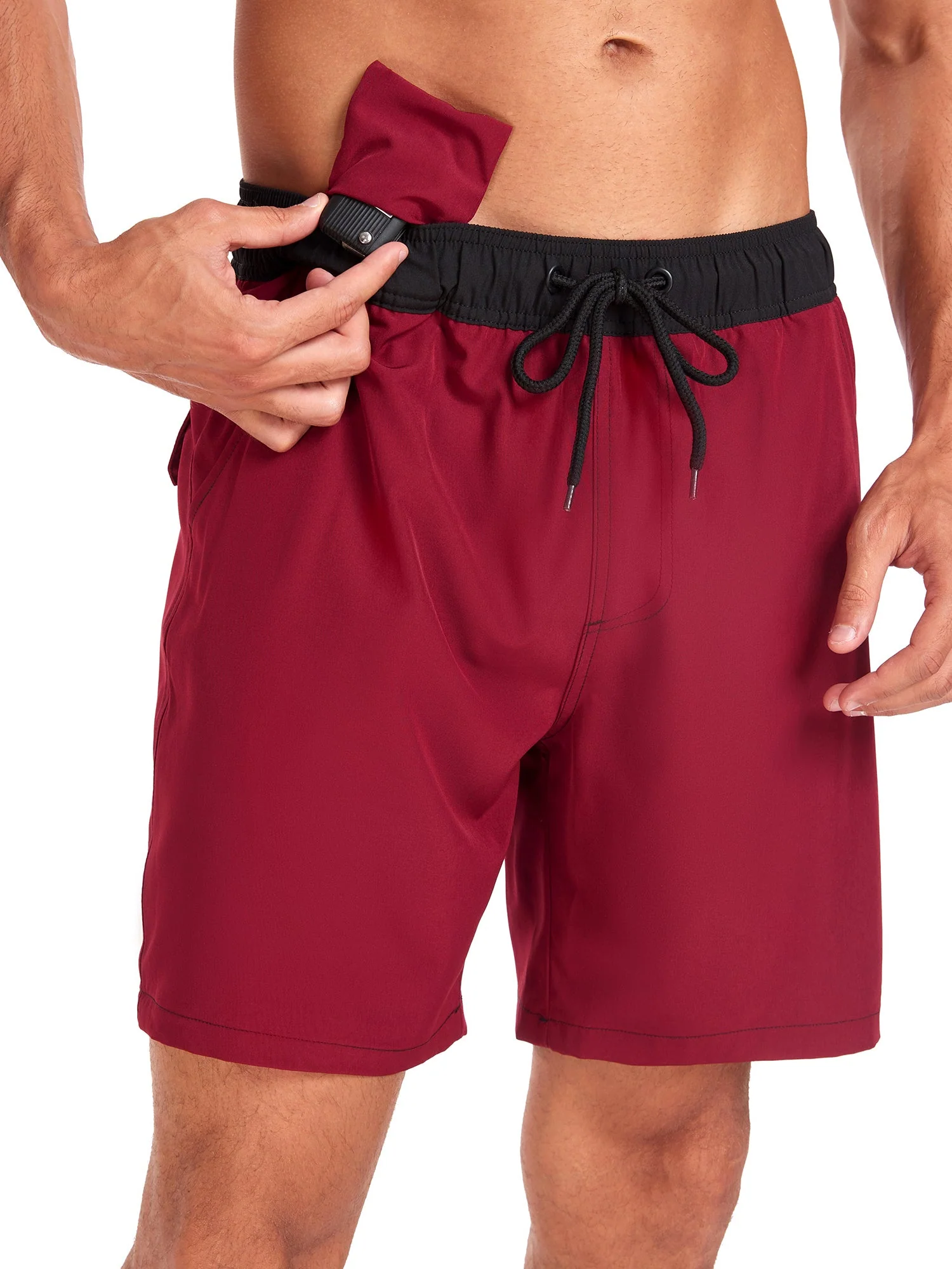 Ulises® | 2 In 1 Solid Color Drawstring Swim Shorts With Pocket - Image 14