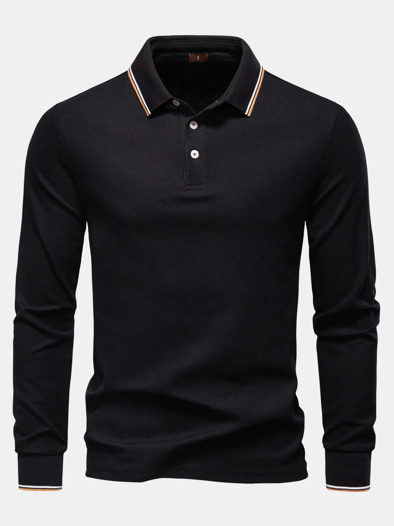 Vincent | Long Sleeved Contrast Polo Shirt - Image 4