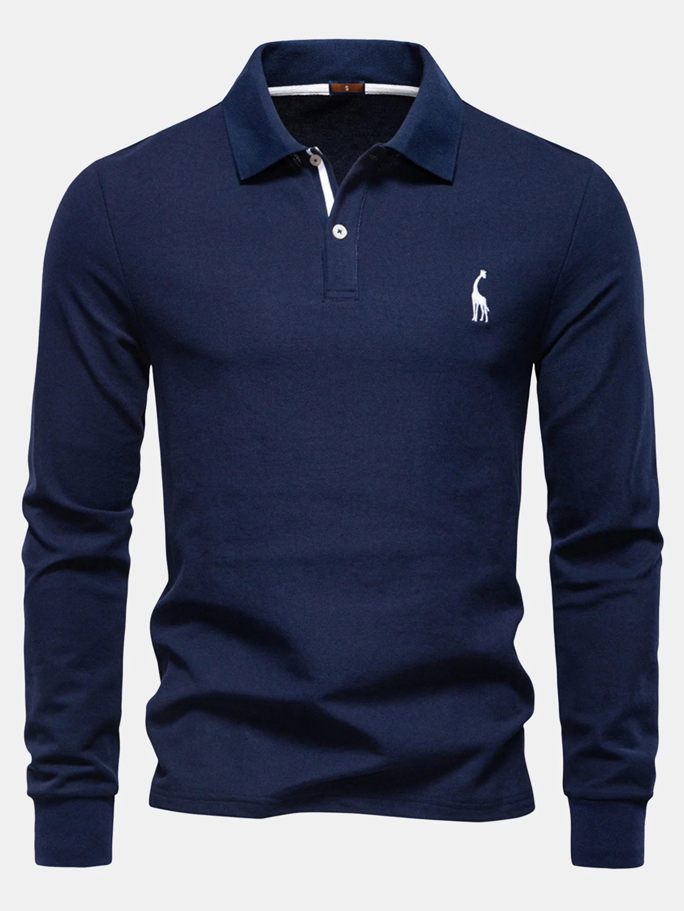 Walter | Long Sleeved Giraffe Embroidery Polo Shirt - Image 13