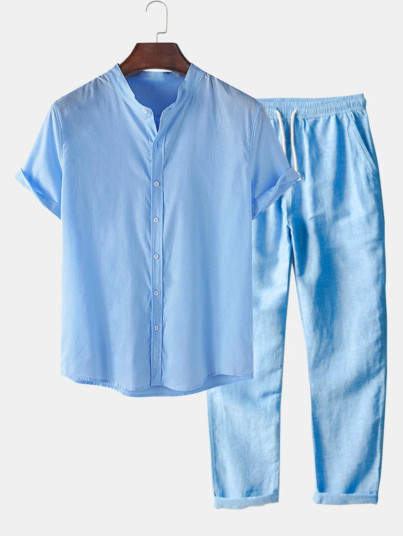 Warren® | Linen Short Sleeve Basic T-Shirt & Linen Straight Trousers - Image 2