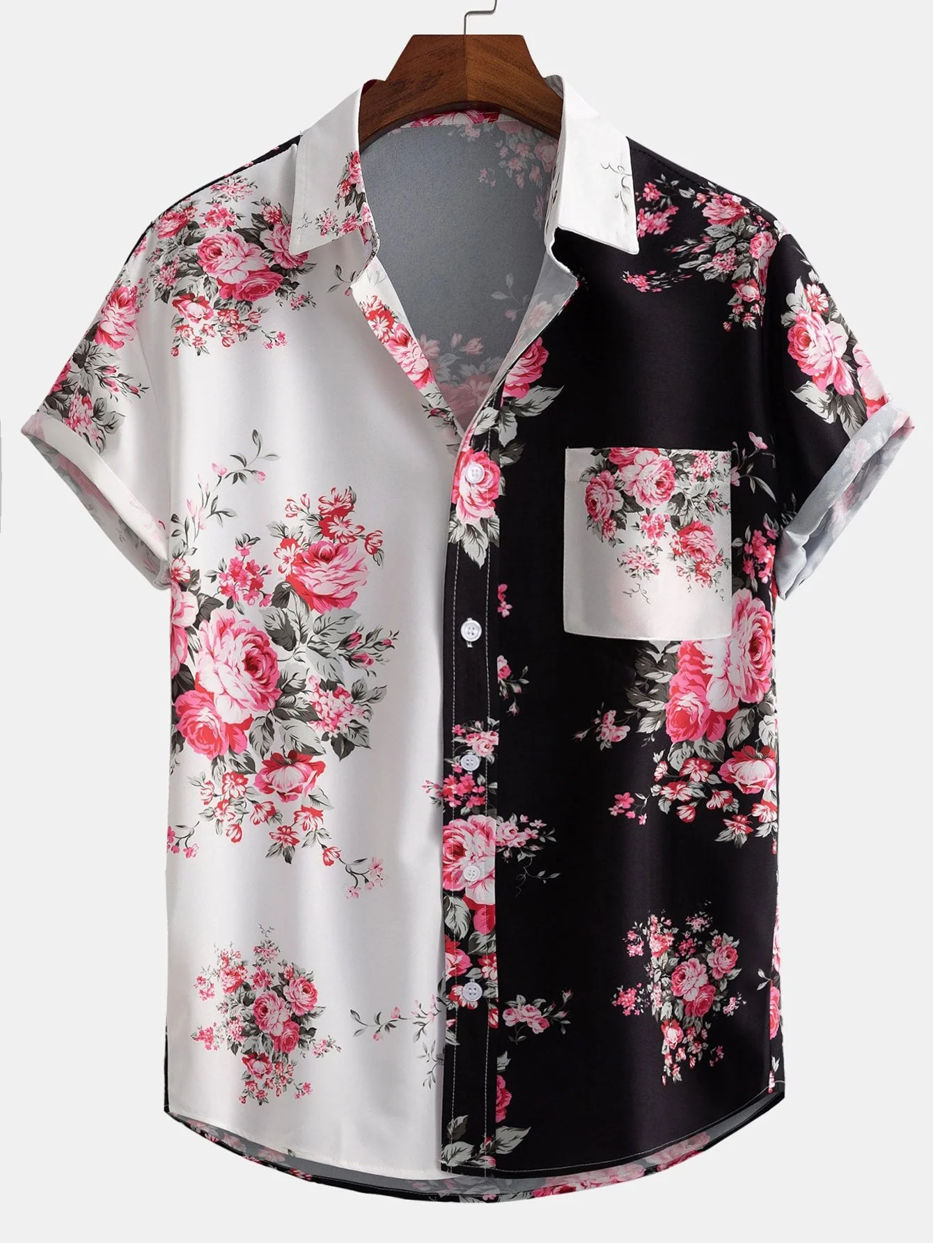 Warren® | Two Tone Rose Print Button Up Shirt