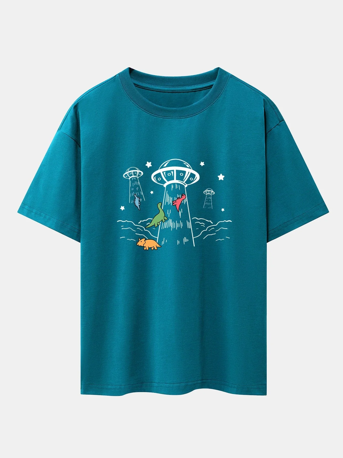 Xavier® | Ufo Take Away Dinosaurs Print Drop Shoulder Oversize T-Shirt - Image 12