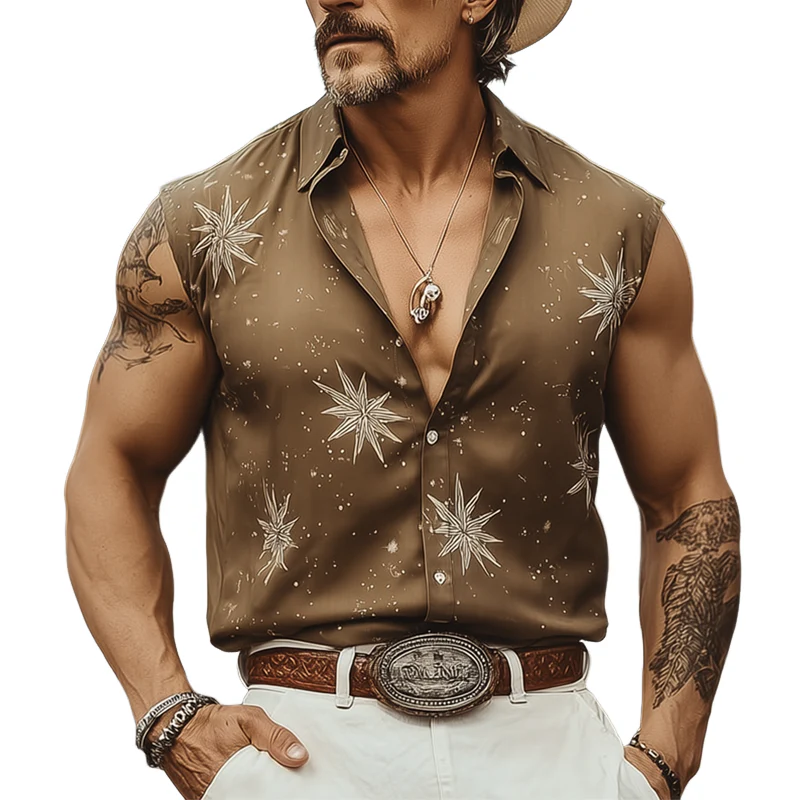 Xavier | Men'S Summer Fashion Printed Sleeveless Shirt