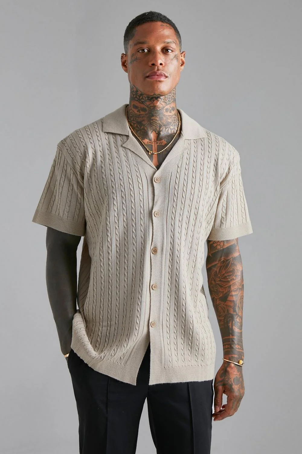 Yago® | Oversized Cable Knit Shirt