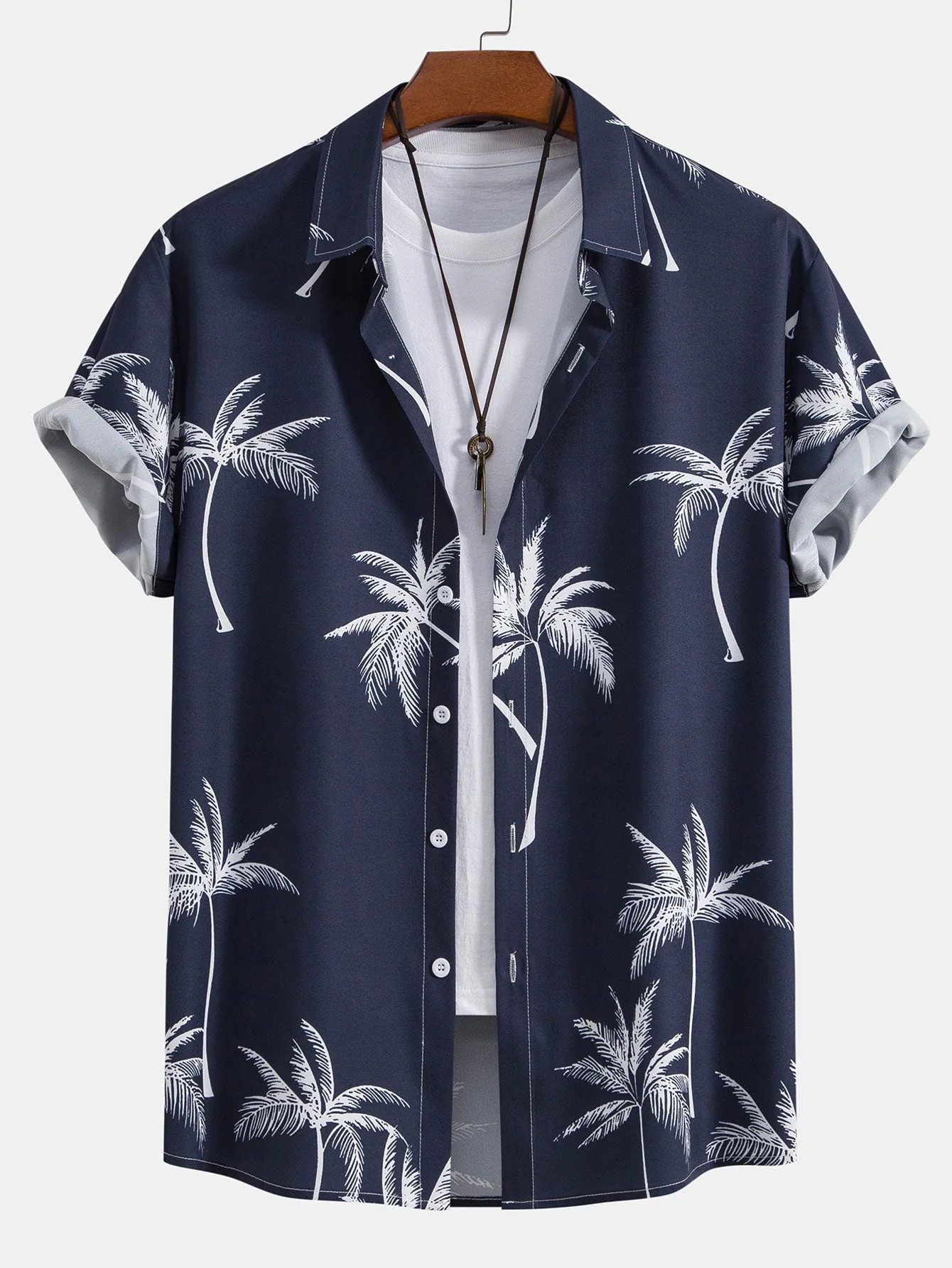 Yosafat® | Palm Tree Print Button Up Shirt - Image 3