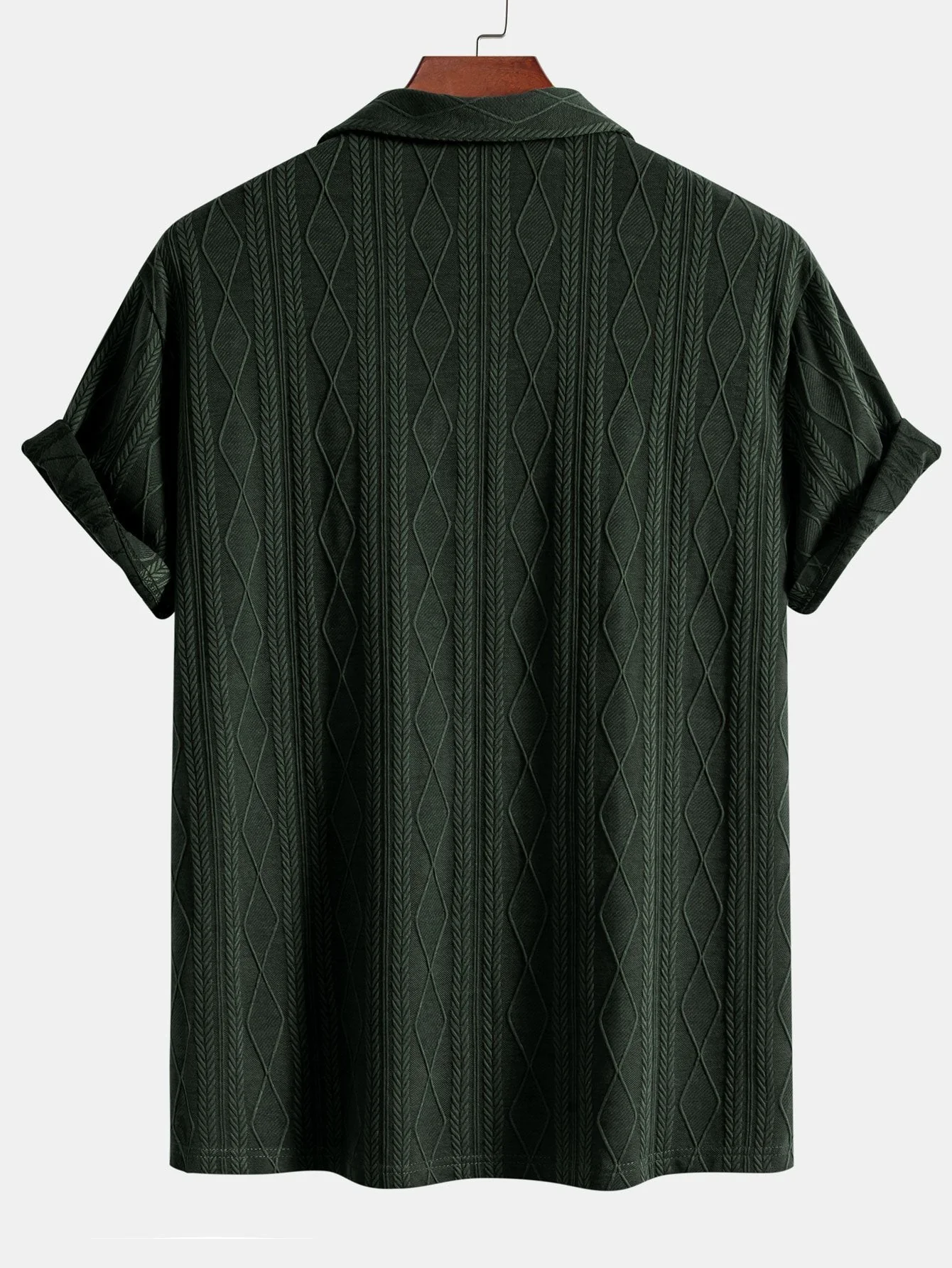 Ysidro® | Knitted Geometric Rhombus Jacquard Cuban Shirt - Image 2
