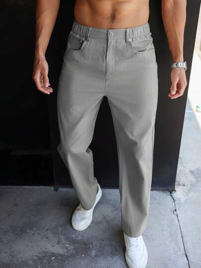 Zackery® | Plain Straight Leg Trousers for Men - Image 12