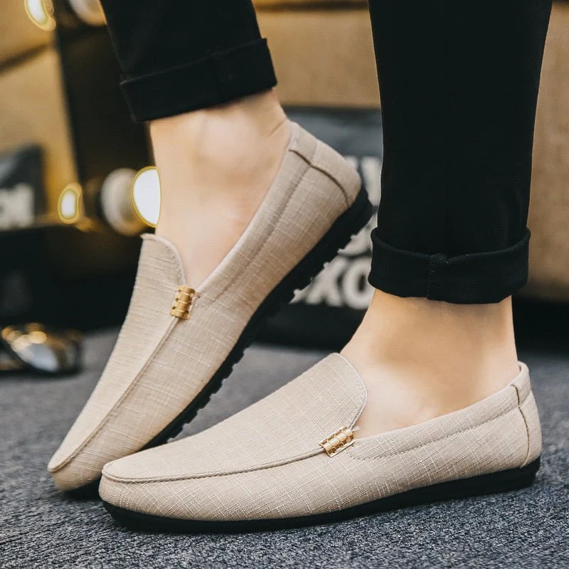 Zeus® | Beige light weight canvas loafers - Image 5